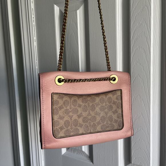 COACH Parker 30585 Pink C Logo Canvas+Leather. Shoulder+crossbody Bag purse - Picture 9 of 16